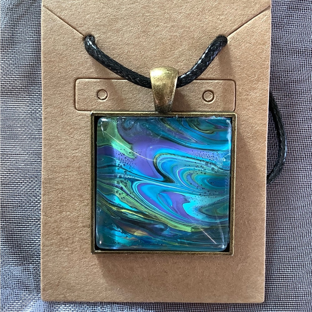 Acrylic Pour Necklace-Swirl